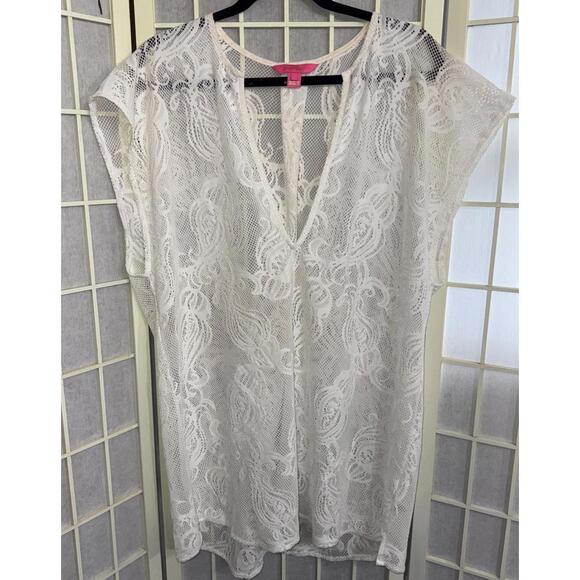 Lilly Pulitzer Other - Lilly Pulitzer Luxury Minimalist Swim Bathing Suit Cover Up White Crochet S